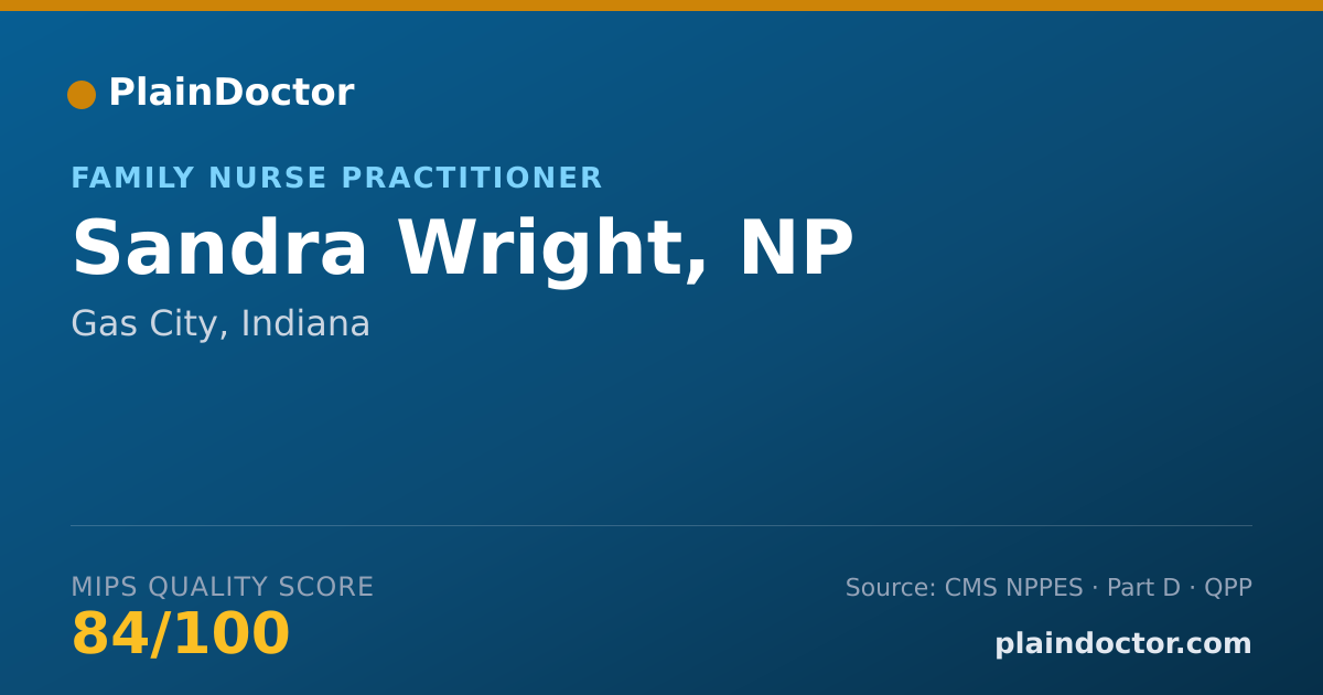 Shareable card for Sandra Wright, NP - Family Nurse Practitioner, Gas City, IN