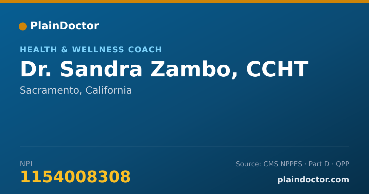 Shareable card for Sandra Zambo, CCHT - Health & Wellness Coach, Sacramento, CA