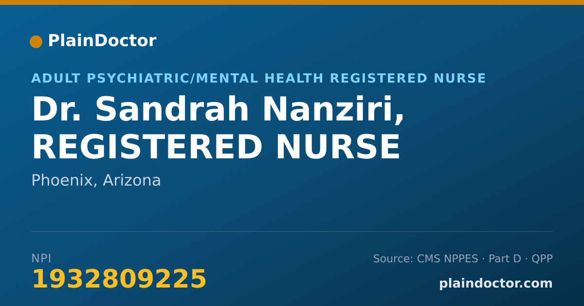 Shareable card for Sandrah Nanziri, REGISTERED NURSE - Adult Psychiatric/Mental Health Registered Nurse, Phoenix, AZ