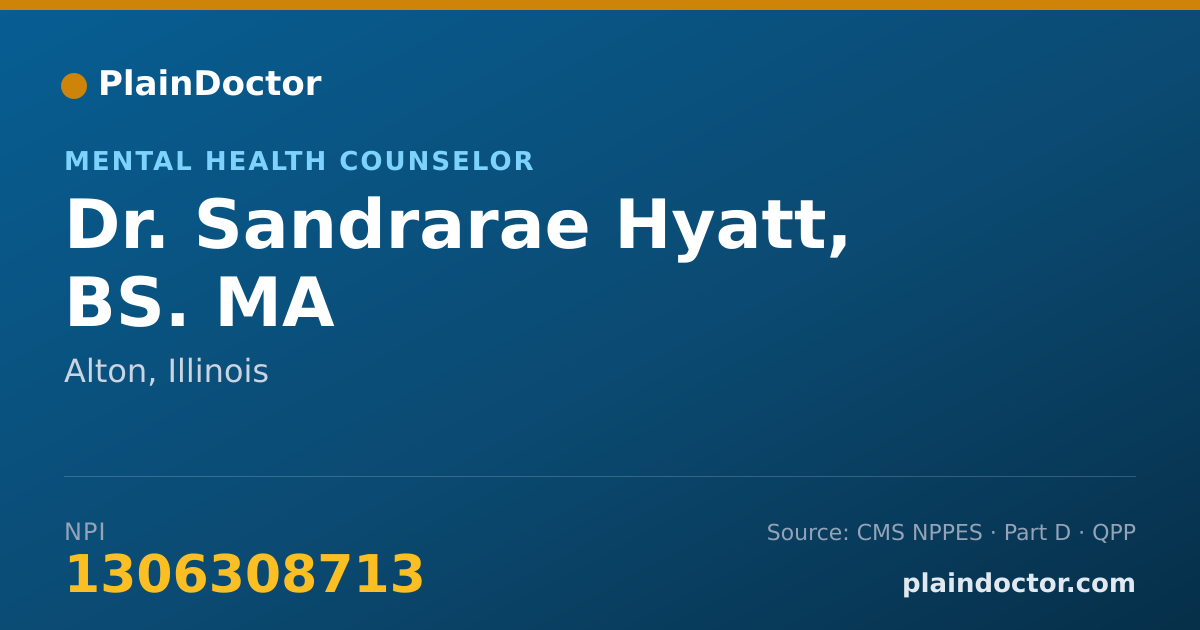 Shareable card for Sandrarae Hyatt, BS. MA - Mental Health Counselor, Alton, IL