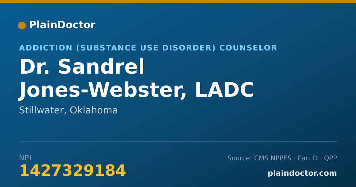 Shareable card for Sandrel Jones-Webster, LADC - Addiction (Substance Use Disorder) Counselor, Stillwater, OK
