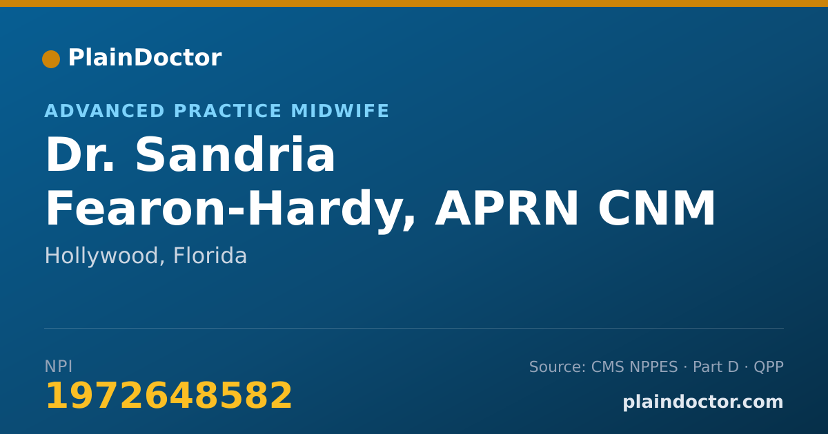 Shareable card for Sandria Fearon-Hardy, APRN CNM - Advanced Practice Midwife, Hollywood, FL
