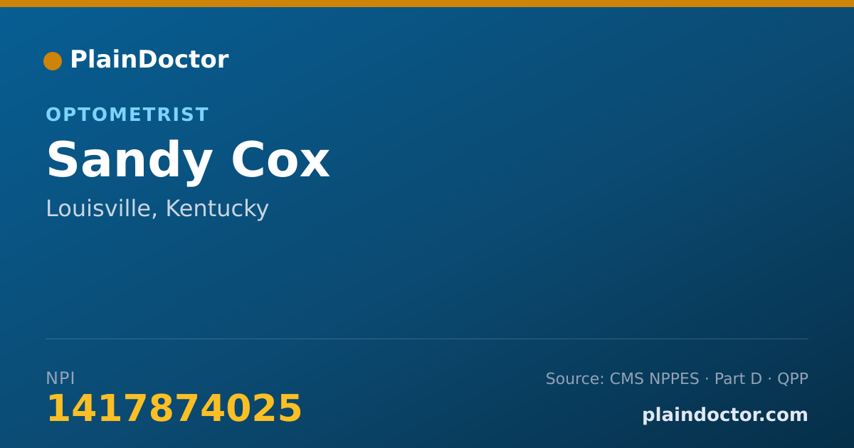 Shareable card for Sandy Cox - Optometrist, Louisville, KY