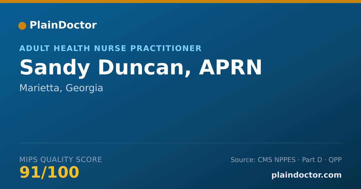 Shareable card for Sandy Duncan, APRN - Adult Health Nurse Practitioner, Marietta, GA