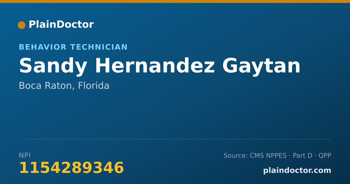 Shareable card for Sandy Hernandez Gaytan - Behavior Technician, Boca Raton, FL