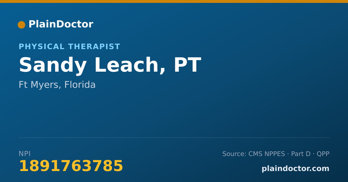Shareable card for Sandy Leach, PT - Physical Therapist, Ft Myers, FL