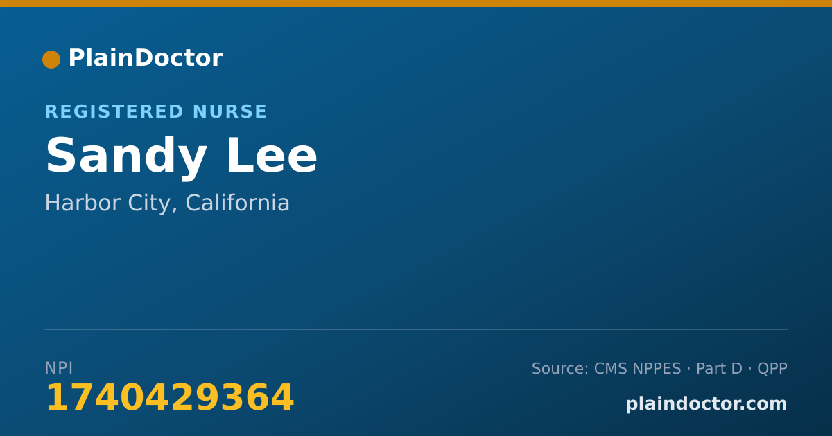 Shareable card for Sandy Lee - Registered Nurse, Harbor City, CA