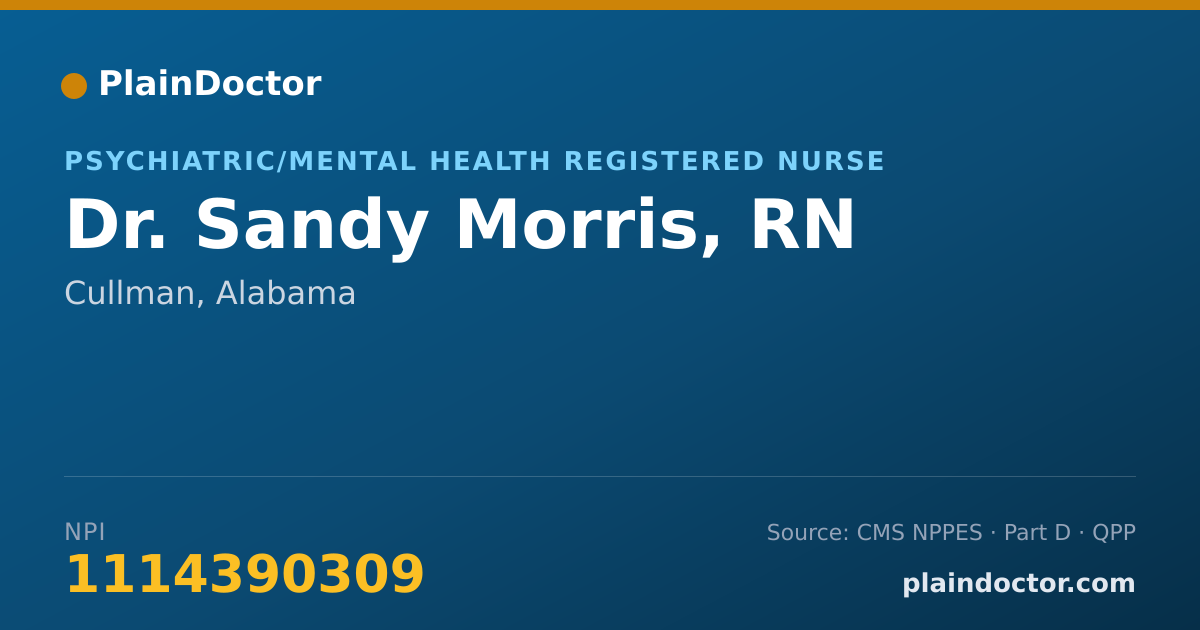 Shareable card for Sandy Morris, RN - Psychiatric/Mental Health Registered Nurse, Cullman, AL