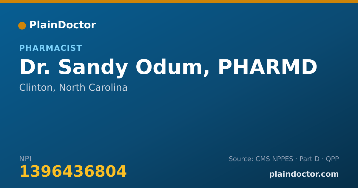 Shareable card for Sandy Odum, PHARMD - Pharmacist, Clinton, NC