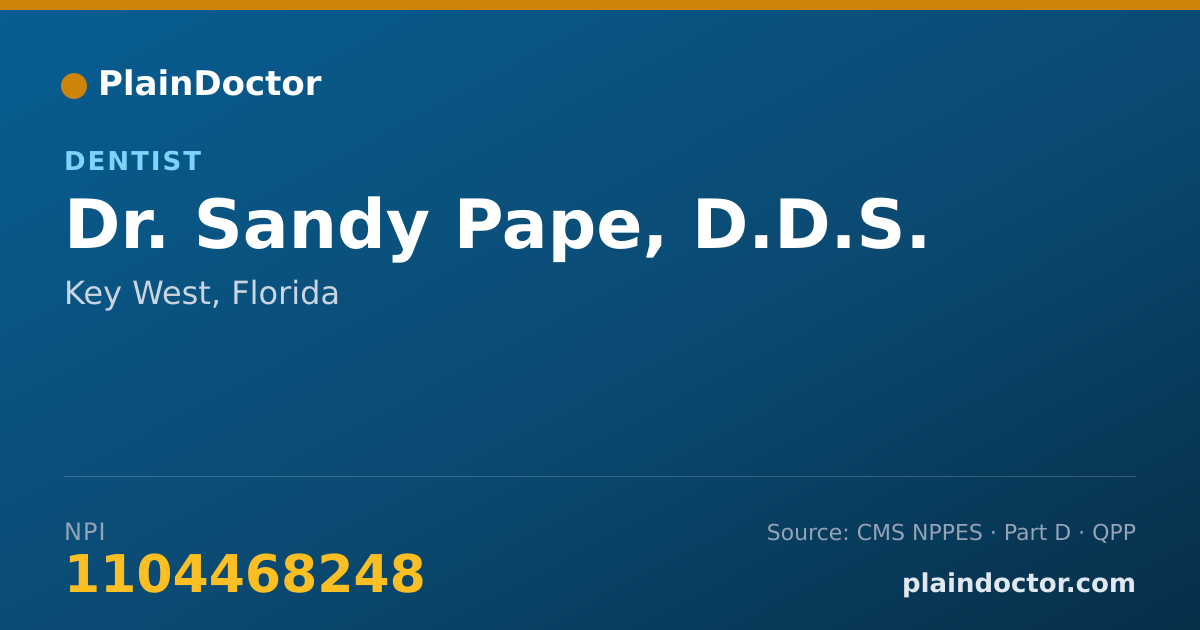Shareable card for Sandy Pape, D.D.S. - Dentist, Key West, FL