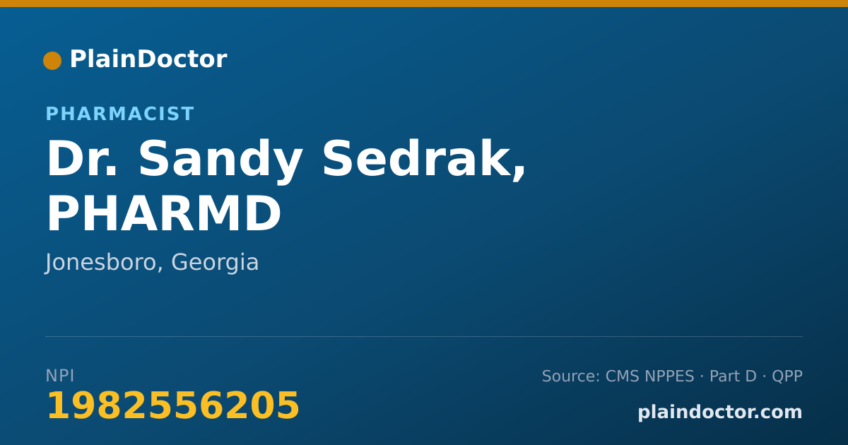 Shareable card for Sandy Sedrak, PHARMD - Pharmacist, Jonesboro, GA