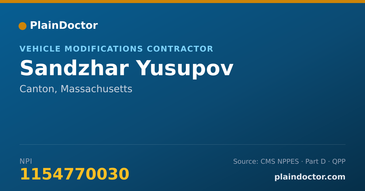Shareable card for Sandzhar Yusupov - Vehicle Modifications Contractor, Canton, MA