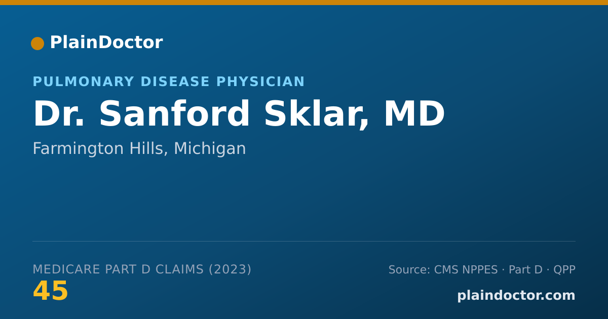 Shareable card for Sanford Sklar, MD - Pulmonary Disease Physician, Farmington Hills, MI