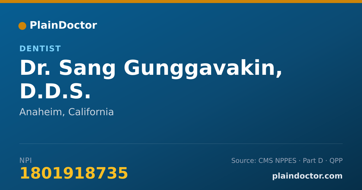 Shareable card for Sang Gunggavakin, D.D.S. - Dentist, Anaheim, CA