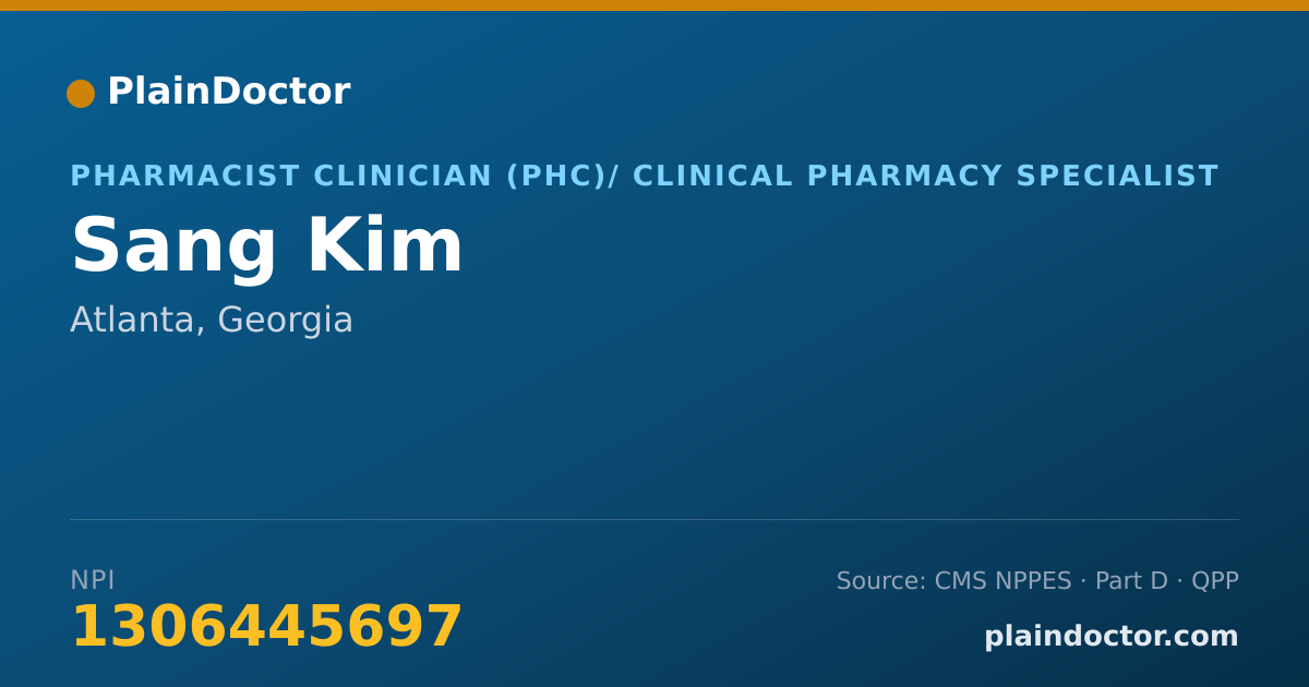 Shareable card for Sang Kim - Pharmacist Clinician (PhC)/ Clinical Pharmacy Specialist, Atlanta, GA