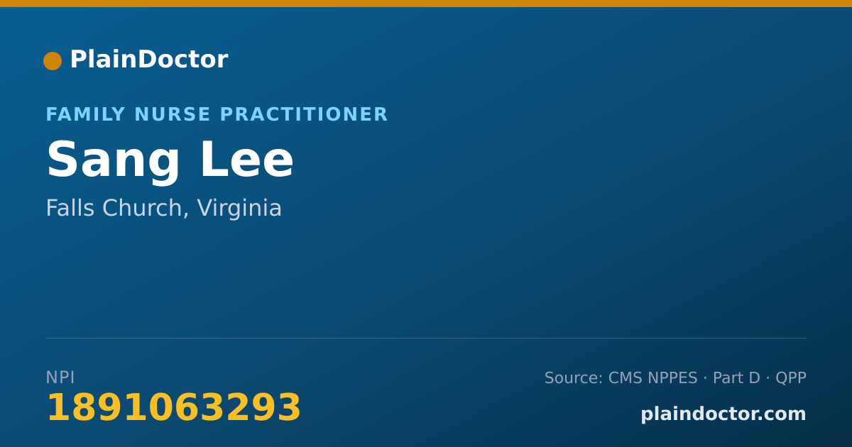 Shareable card for Sang Lee - Family Nurse Practitioner, Falls Church, VA
