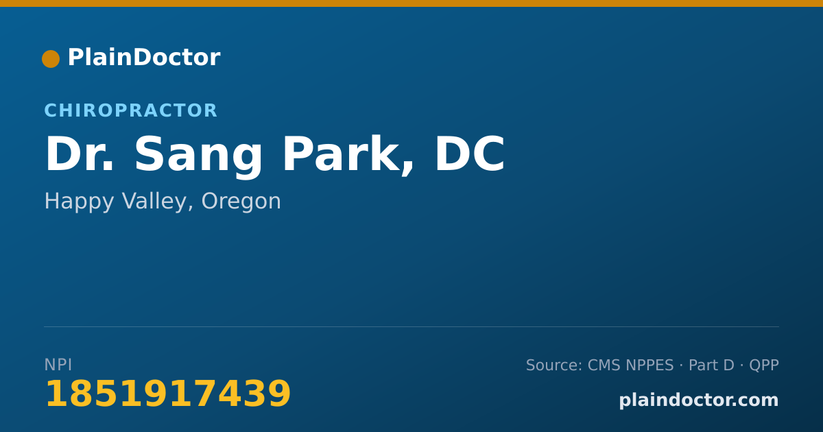 Shareable card for Sang Park, DC - Chiropractor, Happy Valley, OR