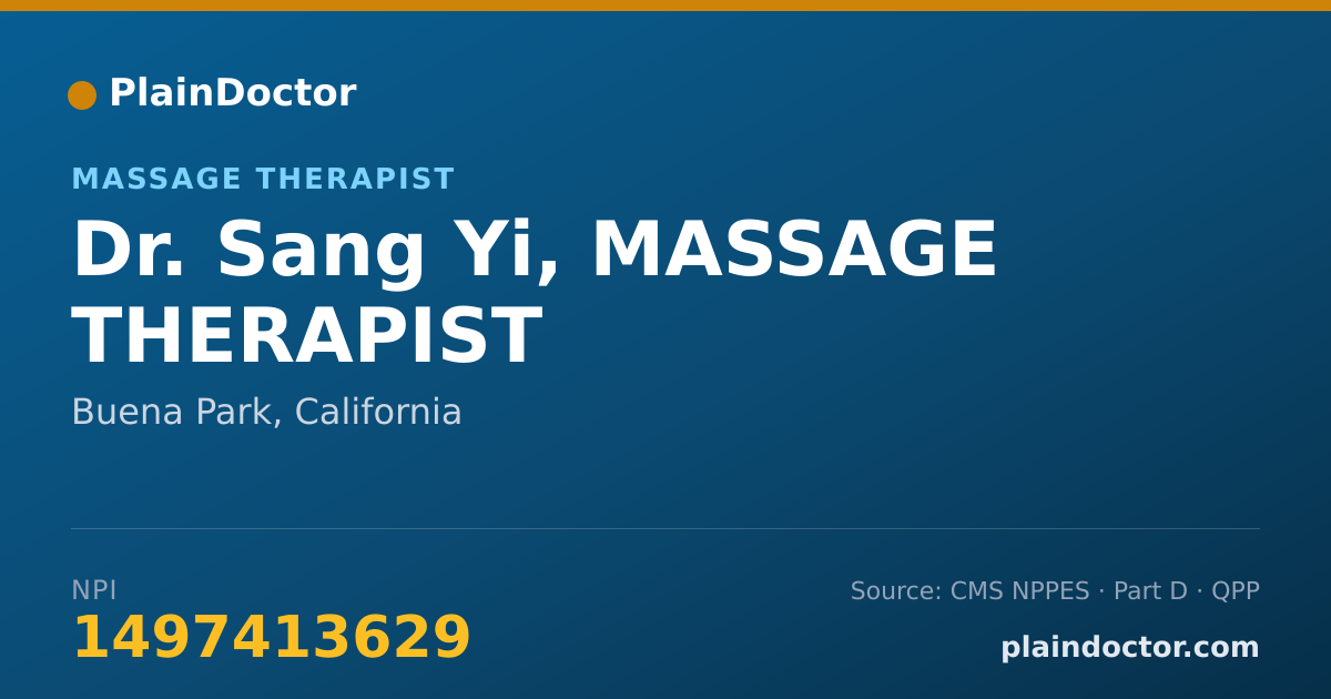 Shareable card for Sang Yi, MASSAGE THERAPIST - Massage Therapist, Buena Park, CA