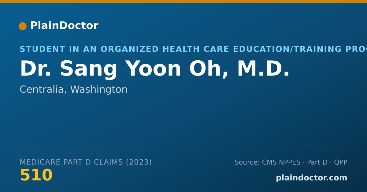 Shareable card for Sang Yoon Oh, M.D. - Student in an Organized Health Care Education/Training Program, Centralia, WA