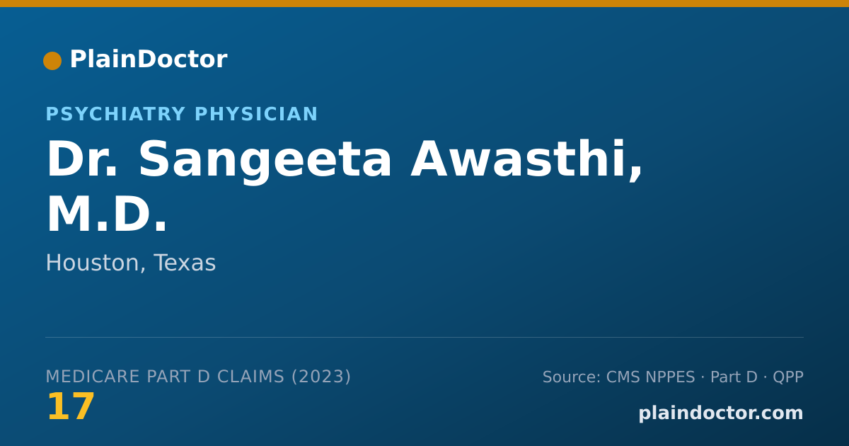 Shareable card for Sangeeta Awasthi, M.D. - Psychiatry Physician, Houston, TX