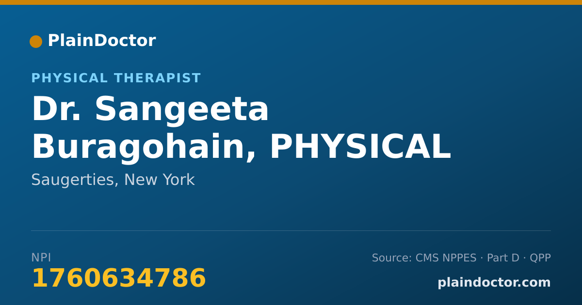 Shareable card for Sangeeta Buragohain, PHYSICAL THERAPIST - Physical Therapist, Saugerties, NY