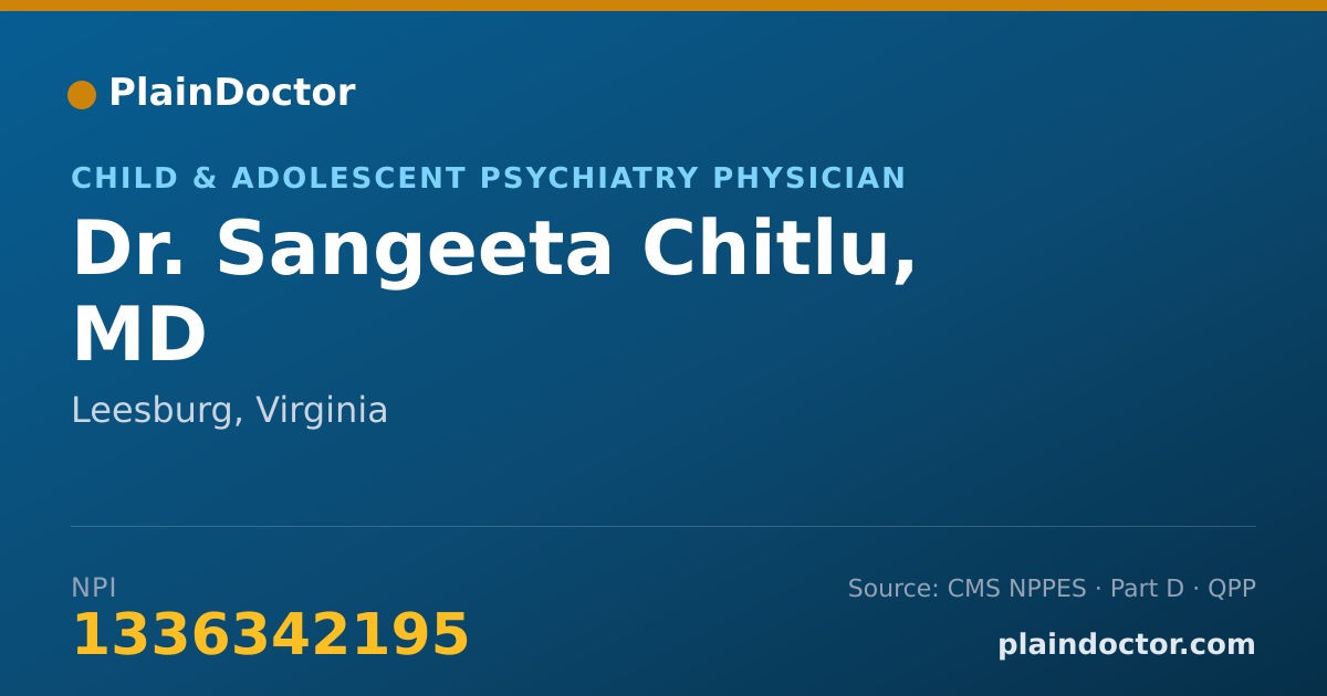 Shareable card for Sangeeta Chitlu, MD - Child & Adolescent Psychiatry Physician, Leesburg, VA