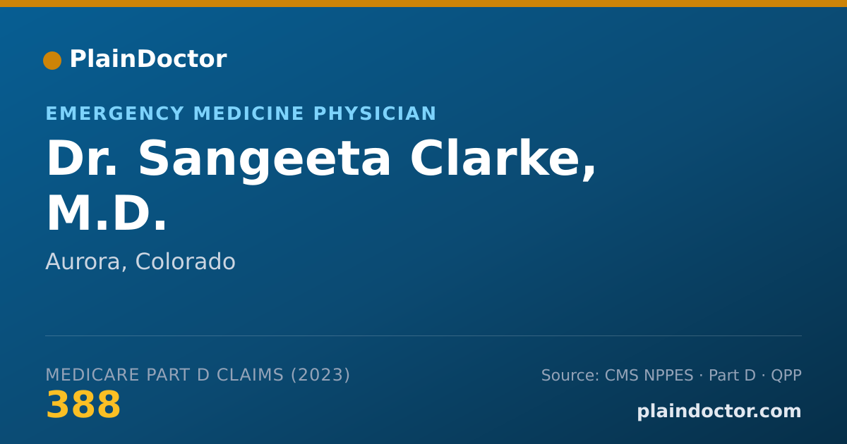 Shareable card for Sangeeta Clarke, M.D. - Emergency Medicine Physician, Aurora, CO