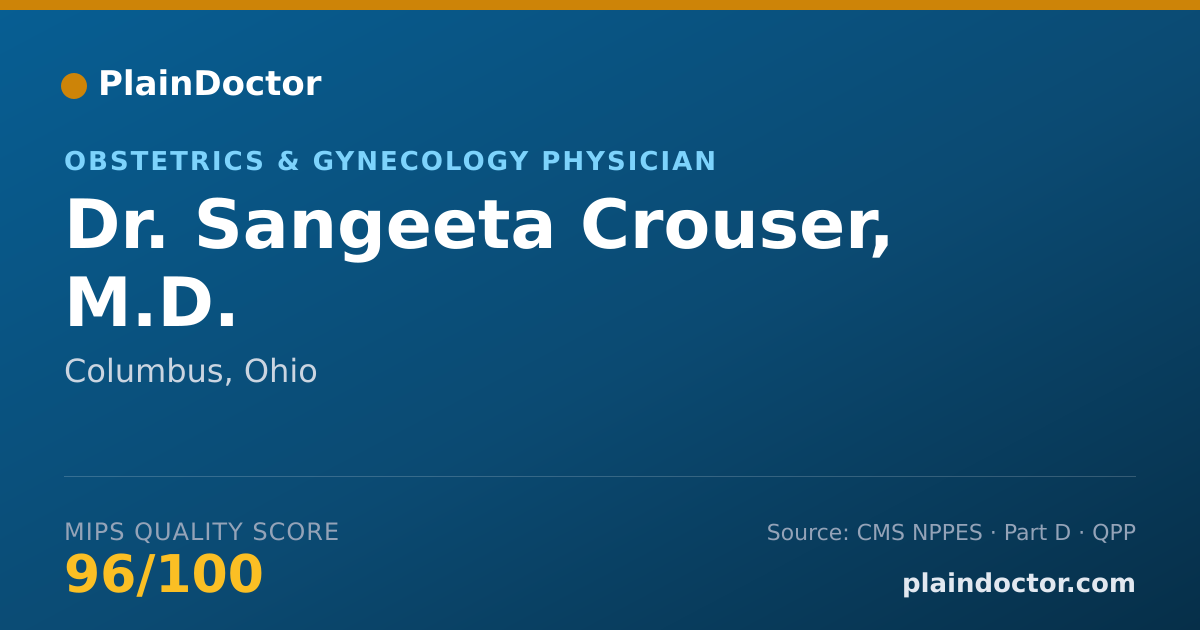 Shareable card for Sangeeta Crouser, M.D. - Obstetrics & Gynecology Physician, Columbus, OH