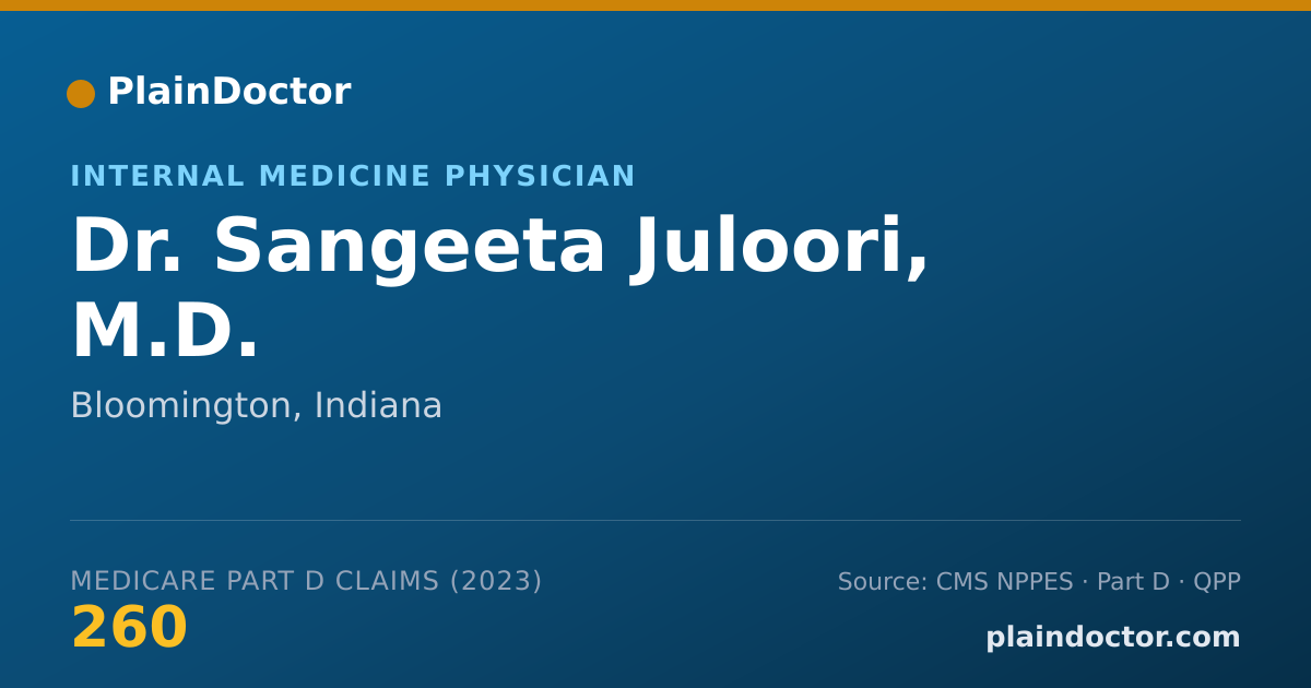 Shareable card for Sangeeta Juloori, M.D. - Internal Medicine Physician, Bloomington, IN