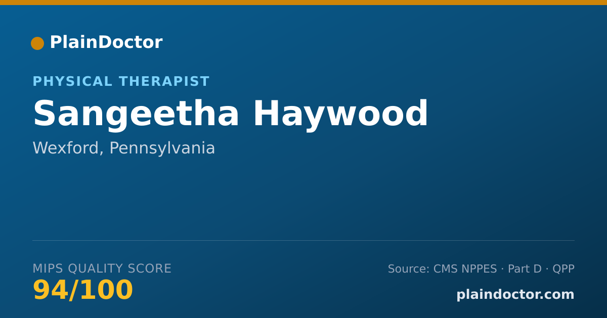 Shareable card for Sangeetha Haywood - Physical Therapist, Wexford, PA