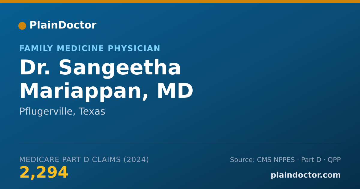 Shareable card for Sangeetha Mariappan, MD - Family Medicine Physician, Pflugerville, TX