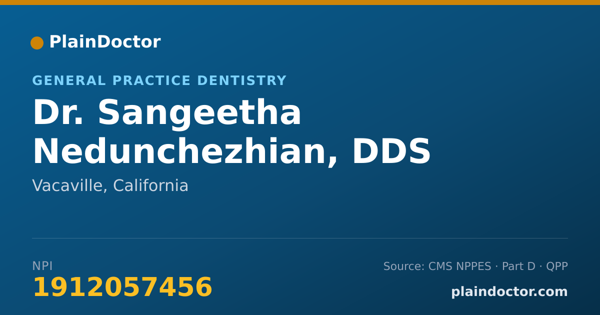 Shareable card for Sangeetha Nedunchezhian, DDS - General Practice Dentistry, Vacaville, CA