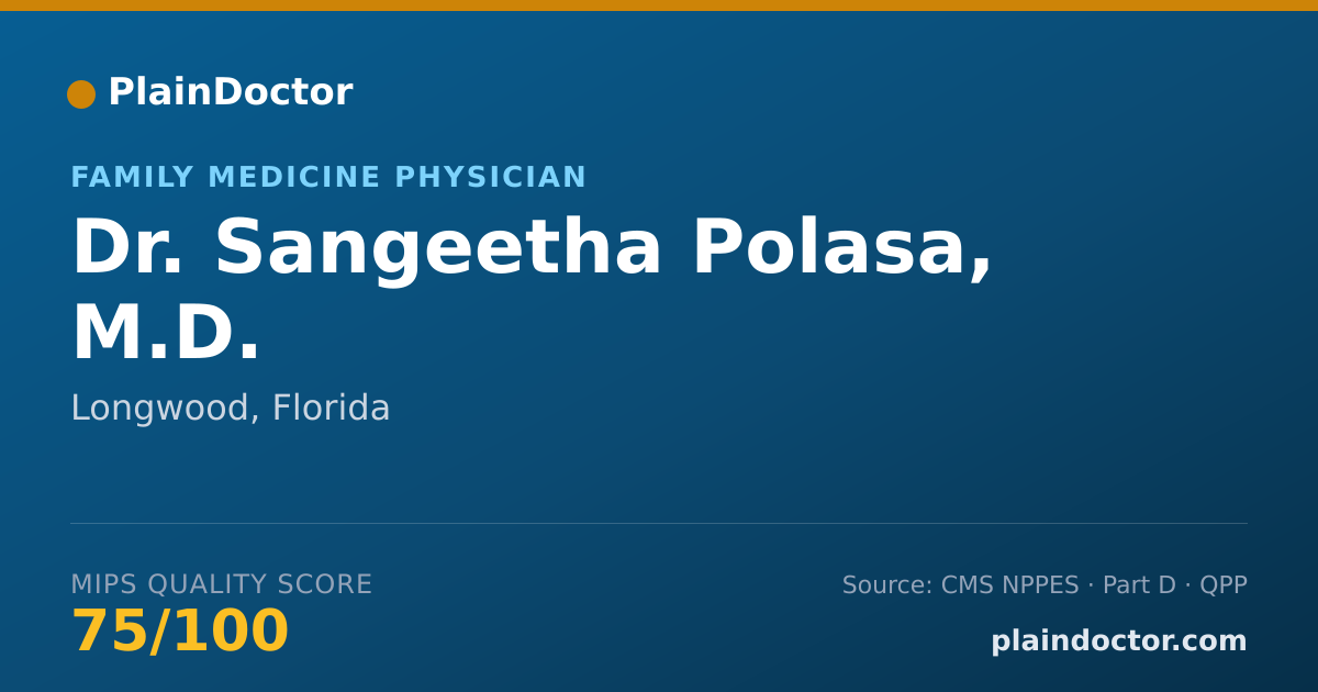 Shareable card for Sangeetha Polasa, M.D. - Family Medicine Physician, Longwood, FL