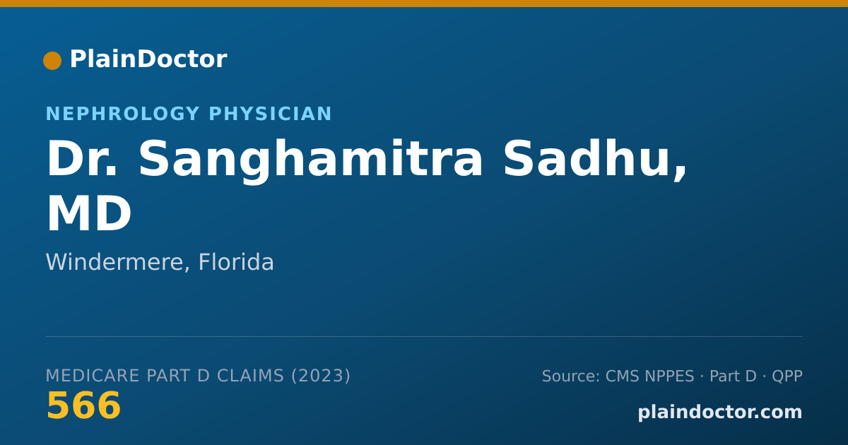 Shareable card for Sanghamitra Sadhu, MD - Nephrology Physician, Windermere, FL