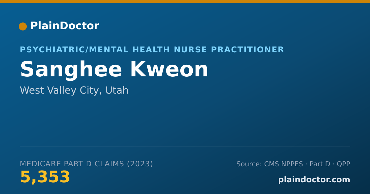 Shareable card for Sanghee Kweon - Psychiatric/Mental Health Nurse Practitioner, West Valley City, UT