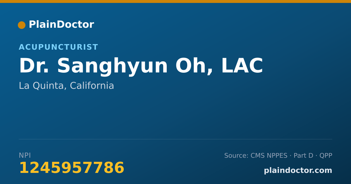 Shareable card for Sanghyun Oh, LAC - Acupuncturist, La Quinta, CA