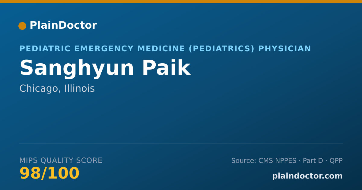 Shareable card for Sanghyun Paik - Pediatric Emergency Medicine (Pediatrics) Physician, Chicago, IL