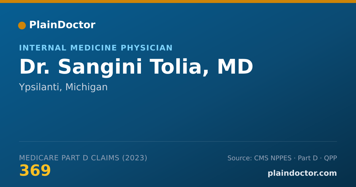 Shareable card for Sangini Tolia, MD - Internal Medicine Physician, Ypsilanti, MI