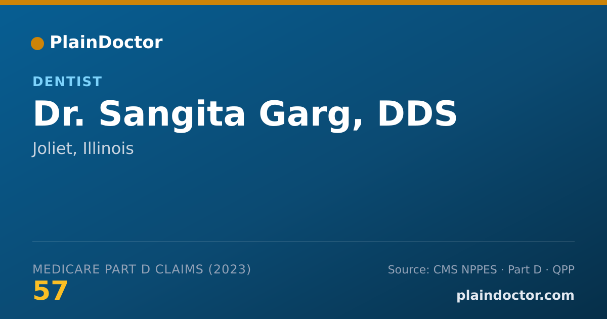 Shareable card for Sangita Garg, DDS - Dentist, Joliet, IL