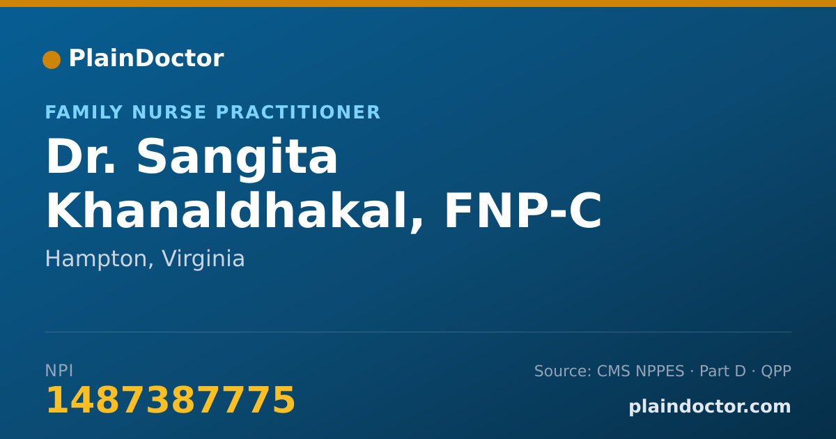 Shareable card for Sangita Khanaldhakal, FNP-C - Family Nurse Practitioner, Hampton, VA