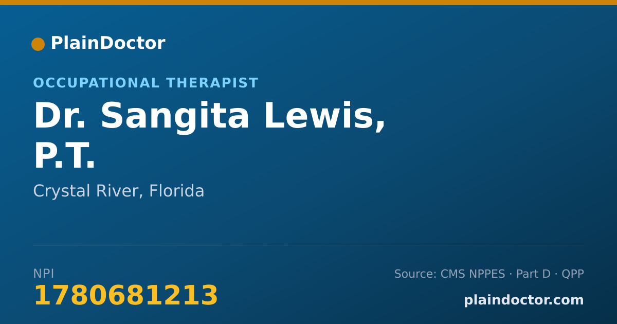 Shareable card for Sangita Lewis, P.T. - Occupational Therapist, Crystal River, FL