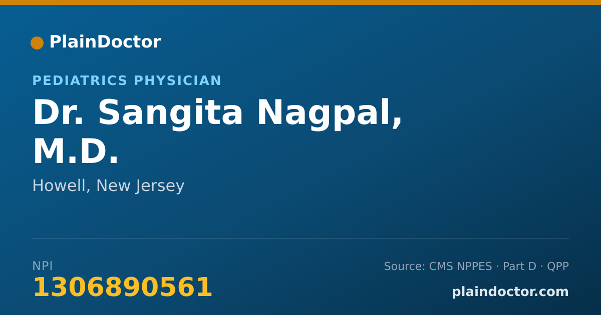 Shareable card for Sangita Nagpal, M.D. - Pediatrics Physician, Howell, NJ