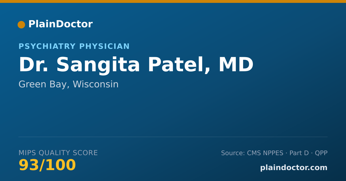 Shareable card for Sangita Patel, MD - Psychiatry Physician, Green Bay, WI