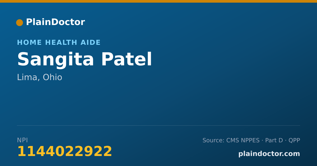 Shareable card for Sangita Patel - Home Health Aide, Lima, OH