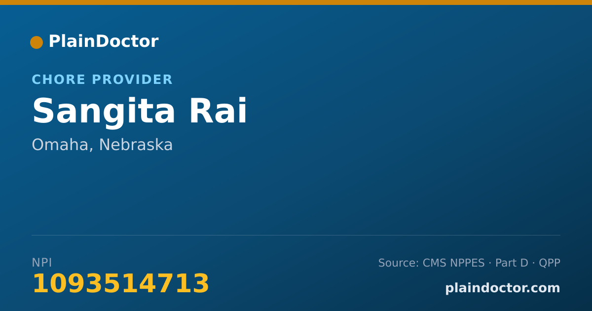 Shareable card for Sangita Rai - Chore Provider, Omaha, NE