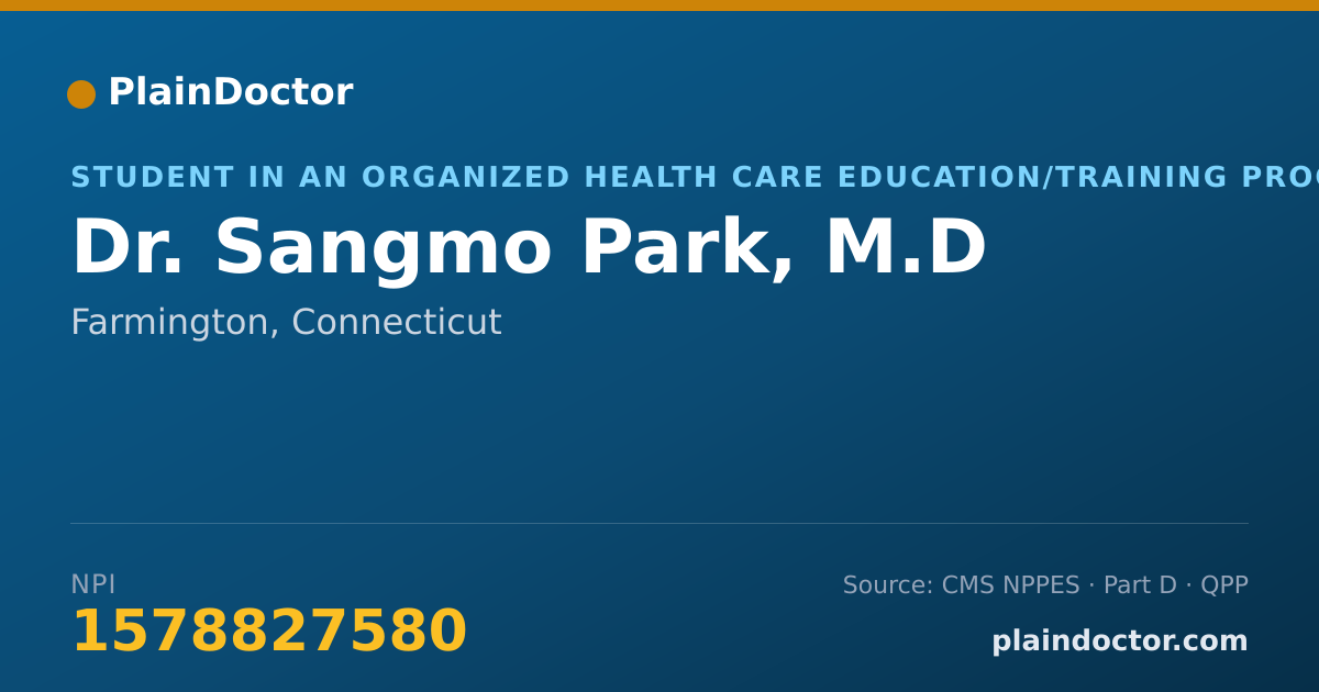 Shareable card for Sangmo Park, M.D - Student in an Organized Health Care Education/Training Program, Farmington, CT