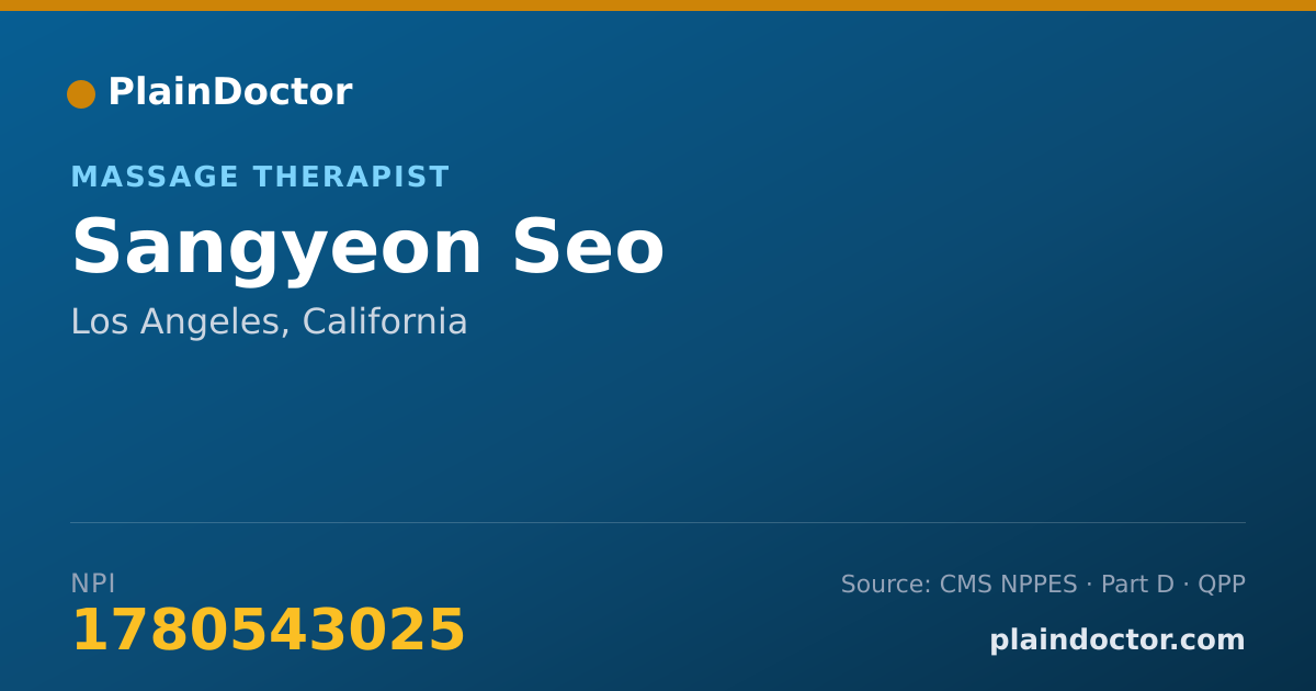 Shareable card for Sangyeon Seo - Massage Therapist, Los Angeles, CA