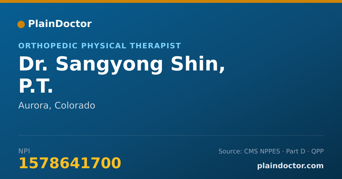 Shareable card for Sangyong Shin, P.T. - Orthopedic Physical Therapist, Aurora, CO