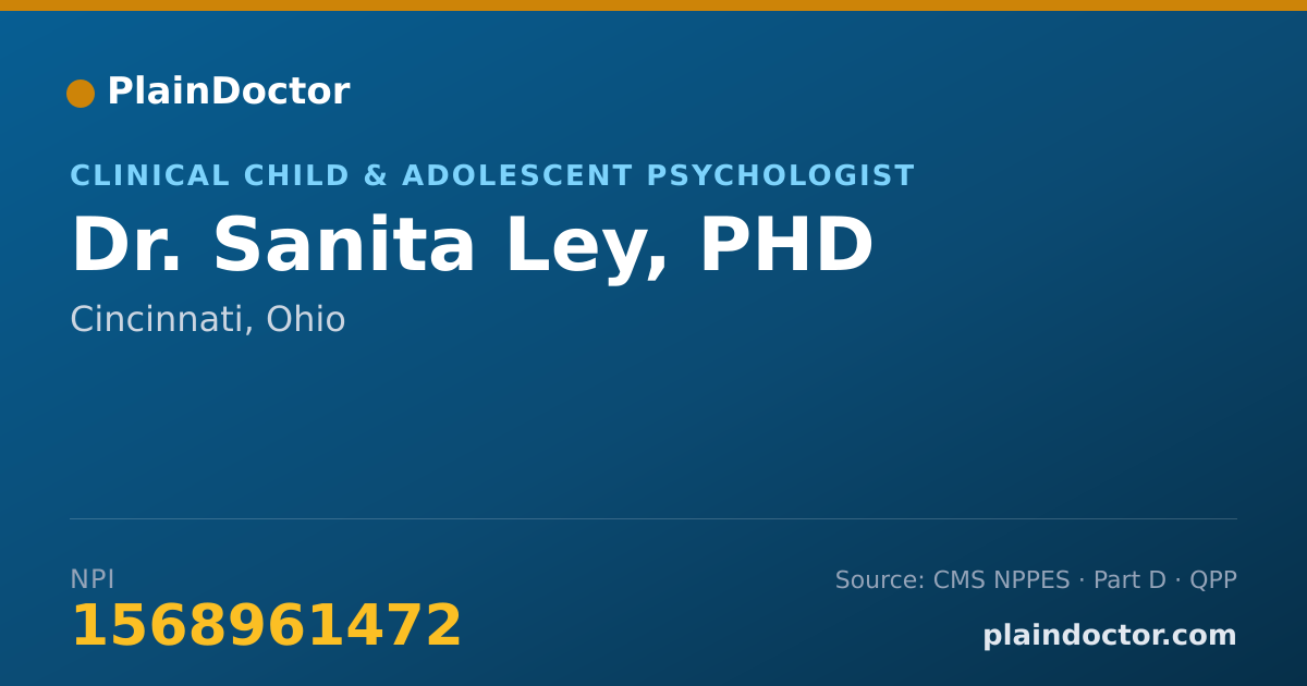 Shareable card for Sanita Ley, PHD - Clinical Child & Adolescent Psychologist, Cincinnati, OH