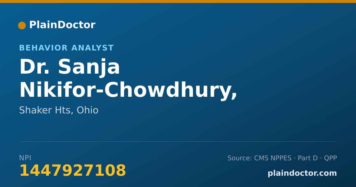 Shareable card for Sanja Nikifor-Chowdhury, BCBA - Behavior Analyst, Shaker Hts, OH